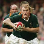 South African rugby player Schalk Burger in action
